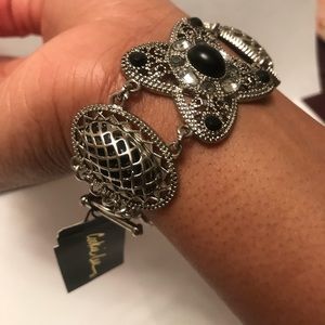 Silver and black statement bracelet